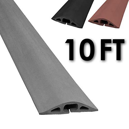 Electriduct D-2 Rubber Duct Cord Cover - 10 Feet Gray Floor Cable Protector #TOP1