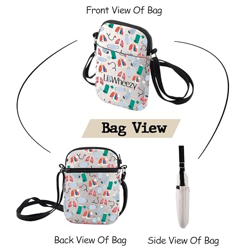 MNIGIU Asthma Inhaler Crossbody Bag Asthma Fighter Gift Wheezy Shoulder Bag Asthma Awareness Gift Respiratory Gifts4