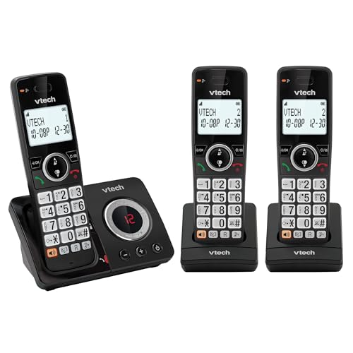 VTech EA5052 DECT Cordless Phone with Answering Machine Nuisance Call Blocker Volume Booster Easy-to-Read Backlit Display 18 Hours Talk-time Handsfree Speakerphone 3-Handset