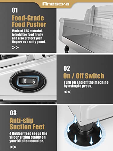 Meat Slicer, Anescra 200W Electric Deli Food Slicer With Two Removable 7.5’’ Stainless Steel Blades And Food Carriage, 0-15Mm Adjustable Thickness Meat Slicer For Home, Food Slicer Machine- Silver #TOP4