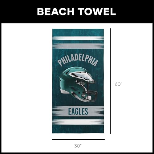 Image of Northwest NFL Philadelphia Eagles Microfiber Beach Towel, 30 x 60 Inches - Quick Dry, Sand Resistant, Lightweight, Highly Absorbent, Blitz Design