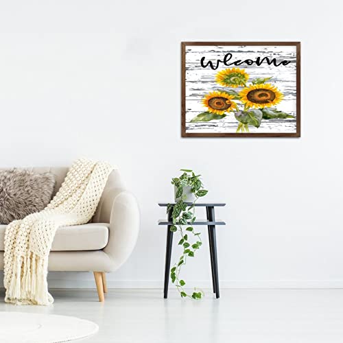 Murs vides ? Adoptez la décoration murale sunflower encadrée en bois pour raviver la pièce