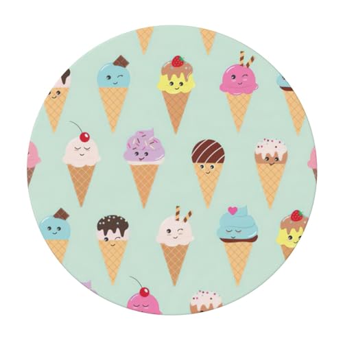 Nappe ronde imprimé crème glacée imperméable et résistante aux taches lavable
