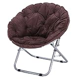 LLMY liegestuhl Klappliege Die Mittagspause, Mond Sessel Erwachsene, Wildleder, Stuhlfläche Verbreitern, Rutschfestes Fußpolster Design, fur Studentische Bürokraft Otaku(Color:Braun)