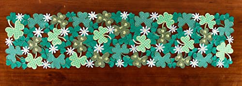 Granddeco St. Patrick's Day Table Runner 13"×54",Applique Embroidered Cutwork Clover Dresser Scarf For Home Kitchen Dining Spring Irish Festival Tabletop Decoration #TOP5