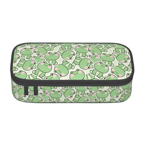 Image of Cute Frog Large Pencil Case, Pencil Pouch With Zipper Compartments Stationery Pencil Bag For Kids Teens Students School Supplies