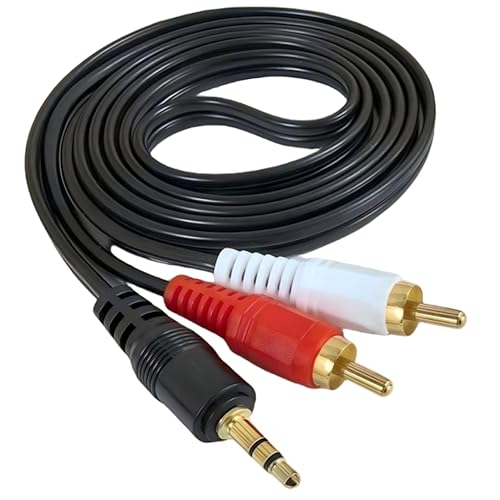 RCA to 3.5mm AUX Cable – 1.5m Gold-Plated Phono to 3.5mm Jack Adapter Lead – Ideal for Connecting TV, Speakers, Amplifiers, Smartphones & MP3 – Premium Stereo Audio Splitter Wire (Red & White)