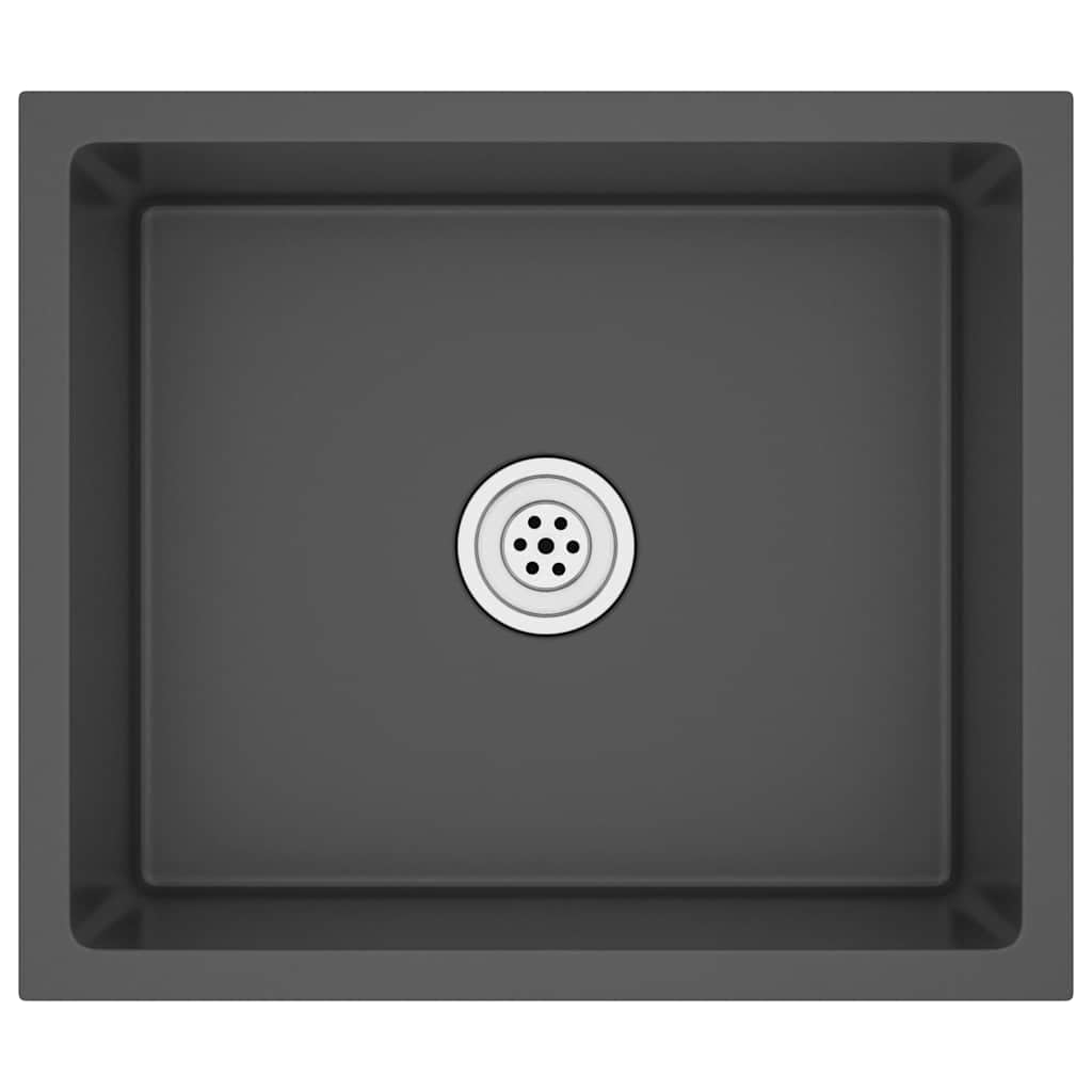 vidaXL Handmade Kitchen Sink Dining Room Plumbing Fixture Utility Waste Sink Under-Mount Kitchen Basin Black Stainless Steel โ image 1