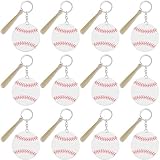 mupera 12 Pcs Baseball Keychain, 2.75 In Baseball Keychains, DIY Name Id Baseballs Keychain for School Sport Reward Birthday Party Supplies
