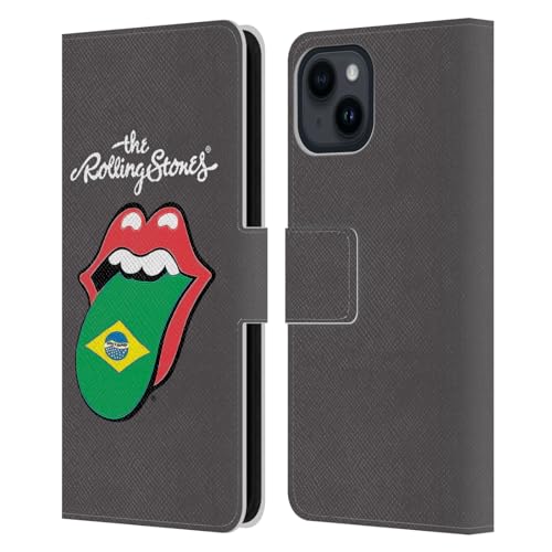 Carcasa de cuero tipo libro para iPhone 15 acabado premium The Rolling Stones Brasil