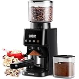 SHARDOR Elektrische Kegelmahlwerk, 51 feine Mahlgradeinstellungen Kaffeemühle, Edelstahl-Kaffeemühle Elektrisch mit Tassen- und Zeiteinstellung, Automatische Erkennung des Filterhalters, LCD-Display