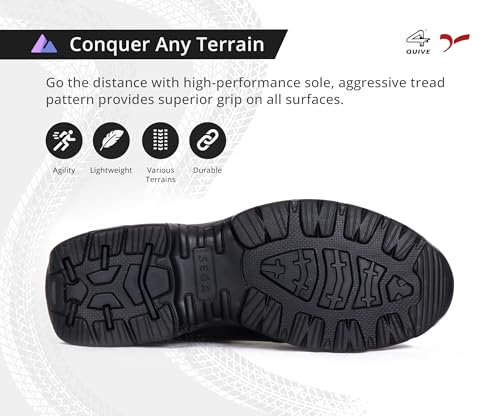 4 WITH QUIVE Sega combat CO-7 Black Boots Men lace up Leather Comfortable, Tactical Boots For Work & Security Slip Resistant (Black, UK Footwear Size System, Adult, Men, Numeric, Medium, 9) - Image 5