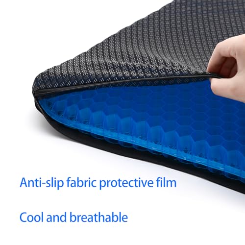 Boenkush New Gel Seat Cushion, Honeycomb Design Double Thick Gel Cushion with Relieving Back coccyx Pain Pressure, for Car Office Home Wheelchair&Chair