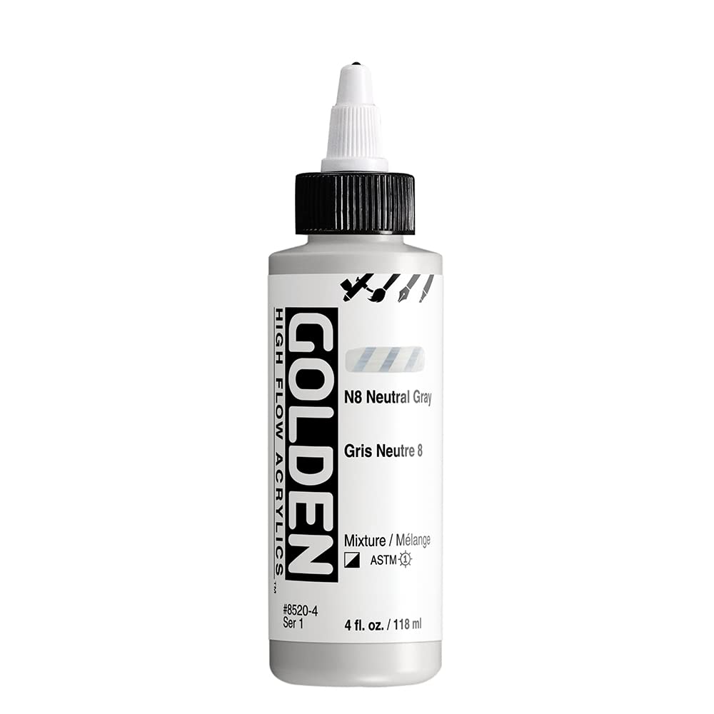 Golden : High Flow : Acrylic Paint : 118ml (4oz): N8 Neutral Gray : S1