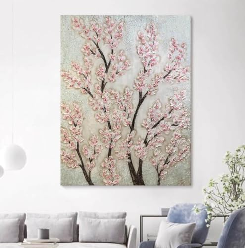 Peinture à l'huile fleur de prunier grand format sur toile pour salon