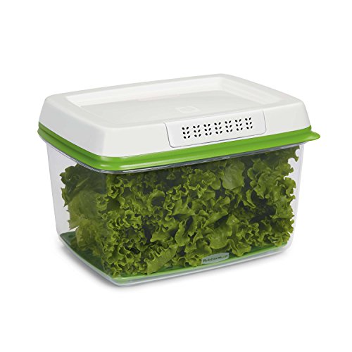 Rubbermaid 3-Piece Produce Saver Containers For Refrigerator With Lids For Food Storage, Dishwasher Safe, Clear/Green #TOP3