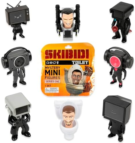 SKIBIDI TOILET Mystery Figures, Collectible Figures, Officially Licensed Toilet Merch, One supplied at random, STYLES MAY VARY, Black