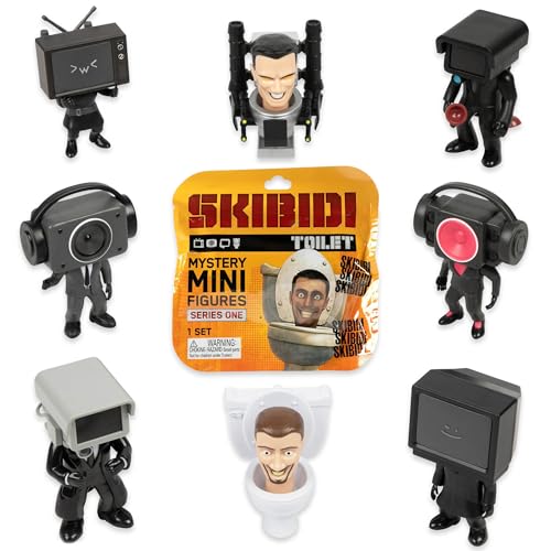SKIBIDI TOILET Mystery Figures, Collectible Figures, Officially Licensed Toilet Merch, One supplied at random, STYLES MAY VARY, Black