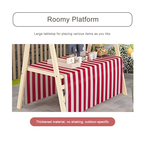 Carrito de comida portátil con ruedas y toldo amarillo expositor móvil de madera de 120 cm 5