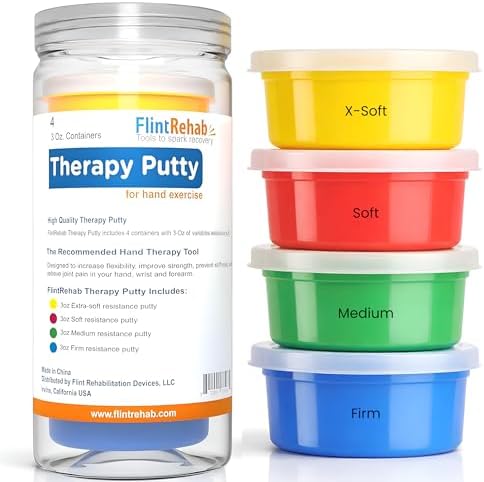 FlintRehab Therapy Putty for Teens & Adults (4 Pack, 3 Oz Each) -...