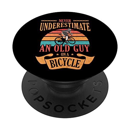 Never Underestimate an Old Guy on a Bicycle bici e ciclismo PopSockets PopGrip Intercambiabile