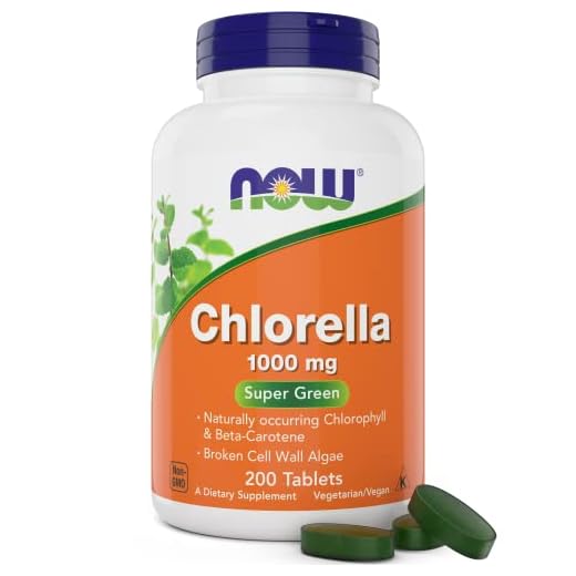 Now Chlorella Tablets,1000mg, 200 Tabs - Premium, Non-GMO Microalgae - Green Superfood Supplement