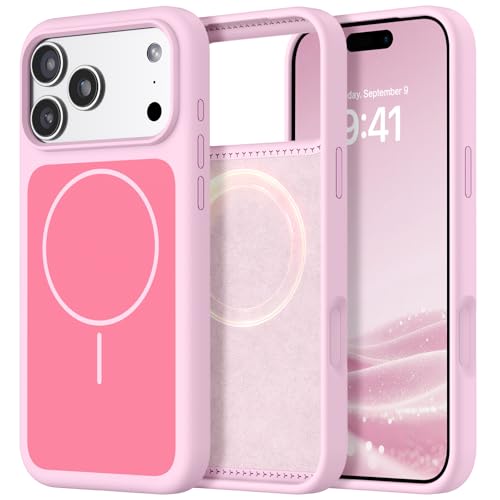 Coque magnétique iPhone 17 Pro Max rose avec aimant puissant pour charge sans fil stable