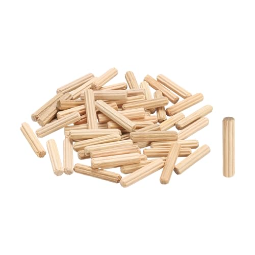 QUARKZMAN Clavijas De Madera 3/16'x 13/16' (4mm x 20mm) Barras Rectas De Clavija Clavijas Estriadas De Madera Para Manualidades Muebles Bricolaje Dura Cantidad 60