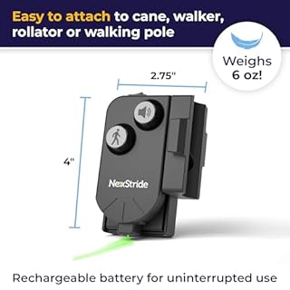 NexStride - Portable Audio & Visual Mobility Aid for Parkinson’s, Stroke, Walking Improvement | Laser Light & Sound Cueing Signals | Accessory to Attach to Any Cane, Walker, Walking Pole