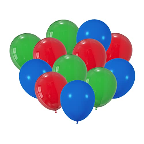 JODIDI 100 Pack 12 Inch Latex Balloons in Red, Royal Blue And Green- For Christmas, Sports Events, Rainbow Parties,Theme Decor