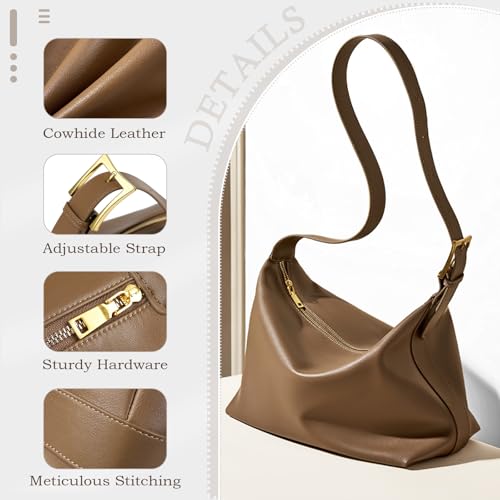 Bolso Hobo de Cuero Genuino para Mujer 12.6x4.7x7.9 in miniatura 3
