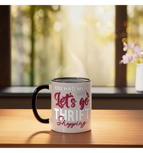 Taza de cerámica 11 onzas diseño thrift shopping miniatura 3