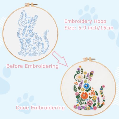 Image of Nuberlic Embroidery Kit for Beginner,Floral Embroidery Practice Kit