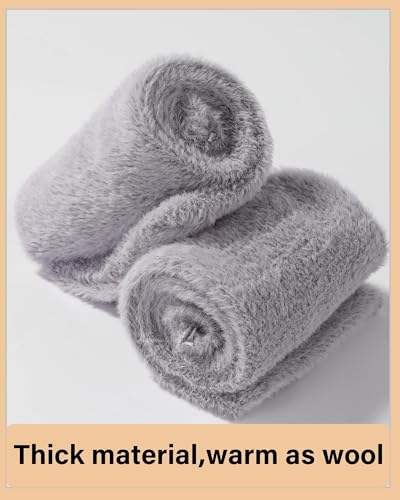 Image of Moon Wood Plus Size Plush Thigh High Socks for Women Fuzzy Stocking Thick Over the Knee Fleece Leg Warmers Boot Socks