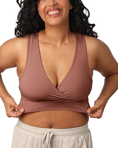 Image of Kindred Bravely French Terry Nursing Bra for Breastfeeding and Sleep, Racerback Crossover, Soft and Stretchy Maternity Bra