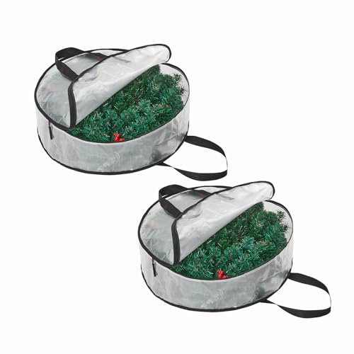Hayoulabo 2 Pack Clear Christmas Wreath Storage Bags 24 Inch