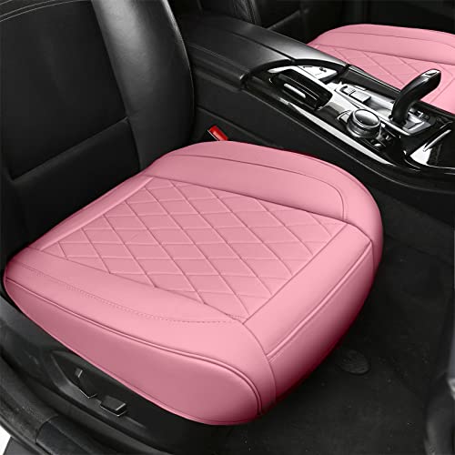 Ttmiku 2-Pack Bottom Seat Cover For Cars, Pink Luxury Faux Leather Side Wrapped Auto Front Seats Cushion Protector With Storage Pockets, Universal Fit 90% Sedan Suv #TOP14