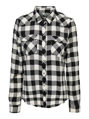 ONLY Damen Onlrock It Check Shirt WVN Blouse, Ecru, S EU