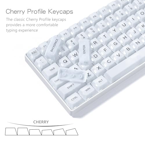 Womier Keyboard Keycaps Jelly, Clear White Key Caps 60 75 100 Percent 115 Keys, Transparent Custom Cherry Profile Keycaps for Gaming Mechanical Keyboards(White) by Womier - Image 4