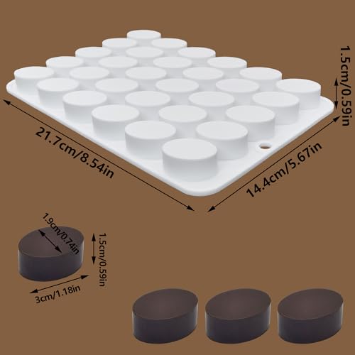 Cylindrical Silicone Chocolate Molds Cylindrical Silicone Baking Molds for Chocolate Bath Bomb Cheesecake Muffin Cookies (30 Cavities 3x1.8cm) - Image 2
