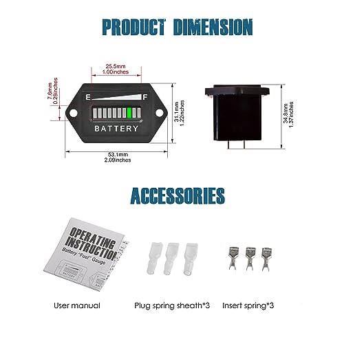 Runleader 36V Batterie Ladezustandsanzeige,Blei-Säure-Batterieanzeige,Batterietester; Batterieentladewarnung,Verwendung für Golfwagen,Gabelstapler, Sternwagen,Yamaha(BI001-36V)