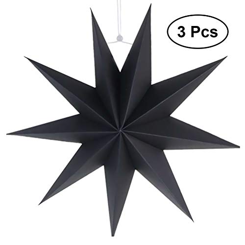 Preisvergleich Produktbild SUPVOX 3pcs Papier Lampenschirm Handmade Star Lantern Umweltfreundliche Lampe Zubehör 30cm (Schwarz)