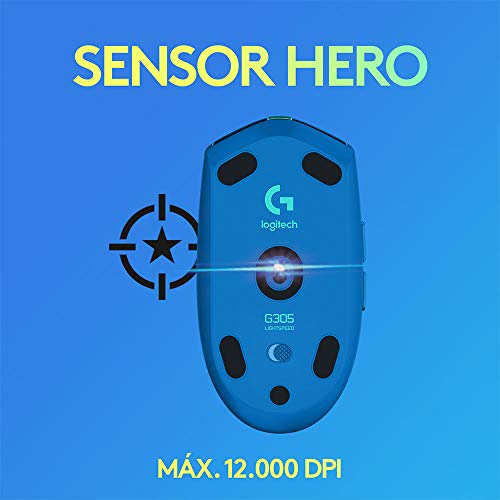 Mouse Gamer Sem Fio Logitech G305 LIGHTSPEED com 6 Botões Programáveis e Até 12.000 DPI - Azul