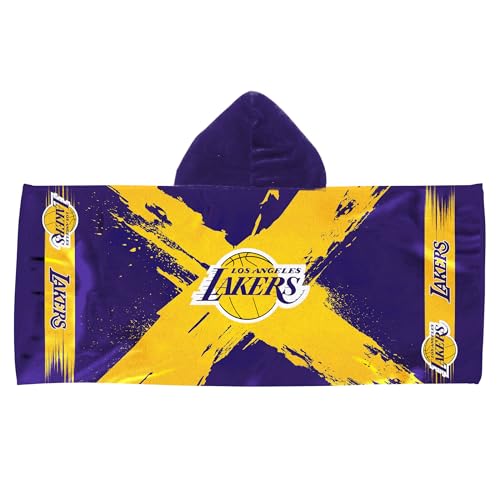 Northwest Los Angeles Lakers NBA Cross Out Youth Hooded Micro Fiber Towel 22 x 51 Inches