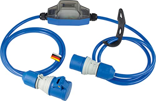 as - Schwabe – CEE Stromzähler ROCO, MID konform, Wechselstromzähler im Kunststoffgehäuse, 5+1- stellig analog, für Abrechnungszwecke, 230V/16A/max. 3500W, IP44 den Außenbereich, Schwarz/Blau, 61758