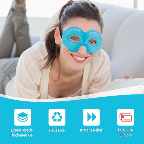 Image of Comfytemp Cold Gel Eye Mask, Cooling Eye Ice Pack for Puffiness, Reusable Cold Compress Freeze Sleep Mask for Puffy Eye, Dry Eyes, Sinus Pressure, Migraine Relief, 2 Temp Side, 1 Pcs