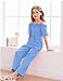 EuquixZeph Toddler Girl Clothes 3t Girl Clothes Jumpsuits Off Shoulder Ruffle Trim Short Sleeve Belted Straight Wide Leg Pants Romper Fashion Groovy Spring Summer Strap One-Piece 4t Outfits Blue