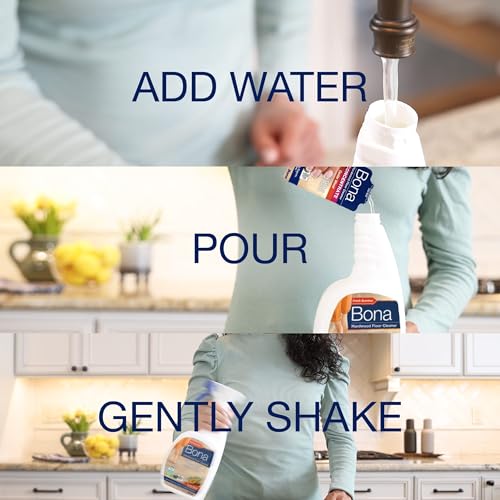 Bona Hardwood Floor Cleaner Concentrate, Cedar Wood Scent, 1 fl oz, Pack of 4 (Makes 128 fl oz) - Residue-Free Floor Cleaning Concentrate Spray Mop and Spray Bottle Refill - For Wood Floors