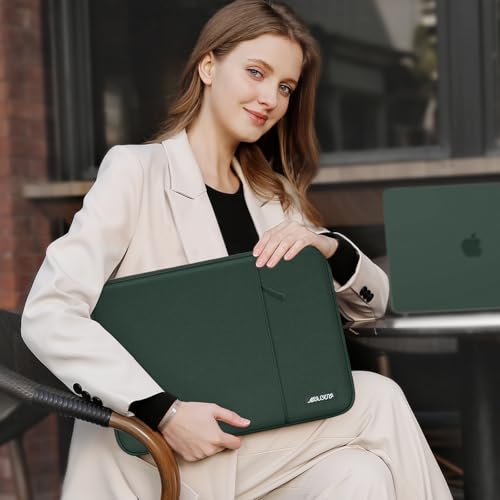 Image of MOSISO Laptop Case 13 inch, 13 inch Laptop Sleeve Compatible with MacBook Air M4 M3 M2 M1 2025-2018 / Pro M2 M1 2025-2016, Polyester Vertical Computer Sleeve Bag with Pocket, Midnight Green