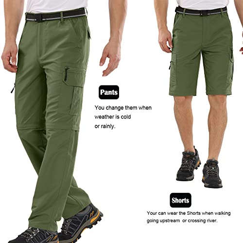 Mens Hiking Pants Convertible Boy Scout Zip Off Shorts Lightweight Quick Dry Breathable Fishing Safari Pants,6101,Army,36 #TOP4